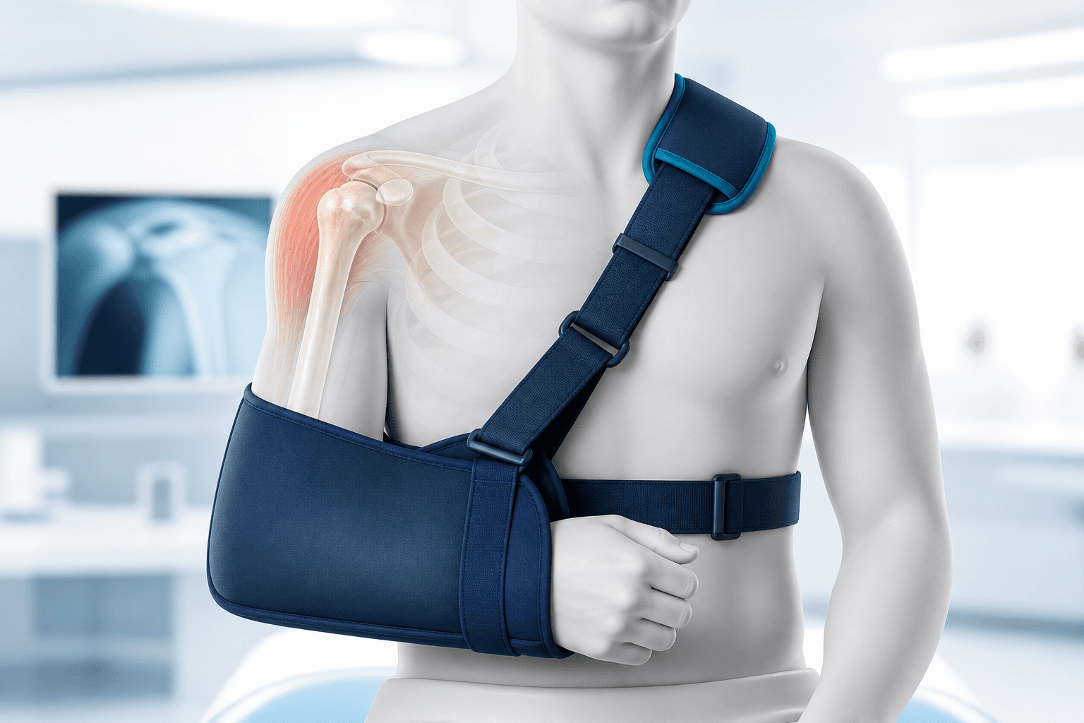 Medical illustration of an upper-limb assessment after an Orthopaedic injury